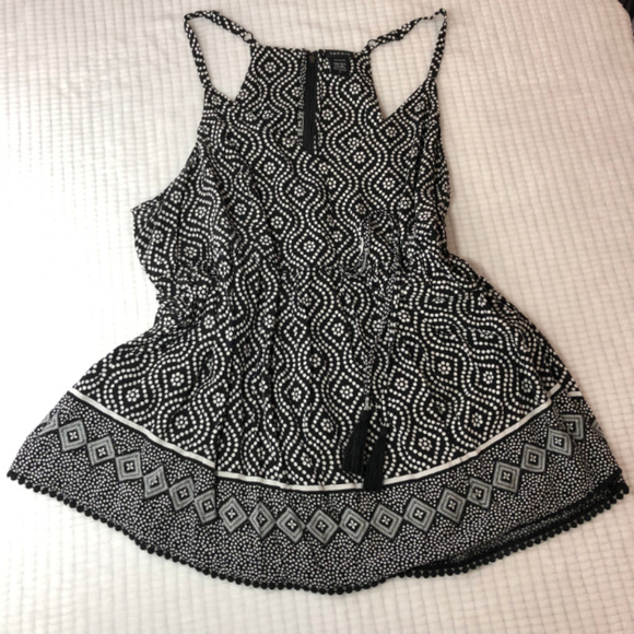 Black & White Border Print Challis Cami Size 2 - Picture 3 of 7
